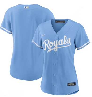 Women%27s Kansas City Royals Customized Light Blue Jersey